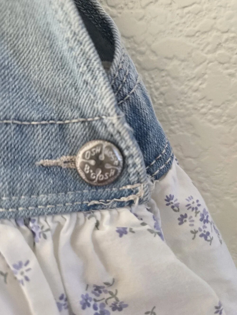 OshKosh B'gosh Vestbak Denim Bib Dress Floral Skirt 4T